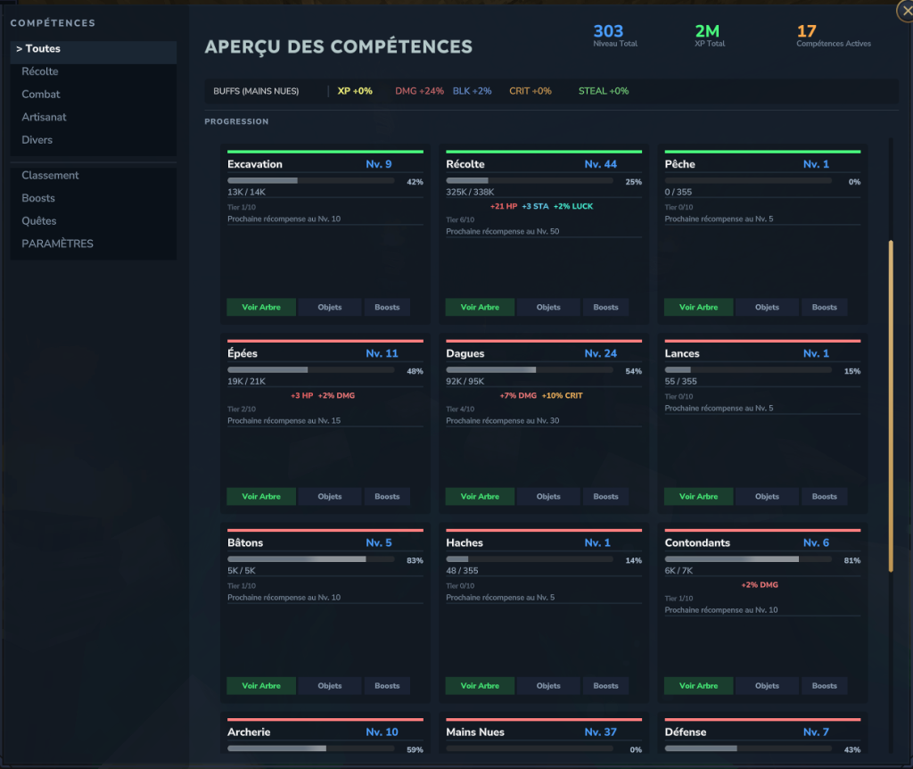 aperçu des compétences mmo skill tree hytale